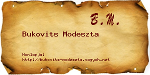 Bukovits Modeszta névjegykártya